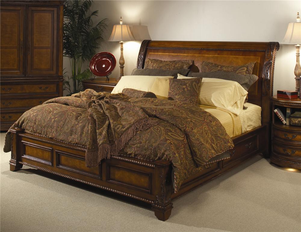 Aspenhome Napa KingSize Bed with Sleigh Headboard & Storage Base